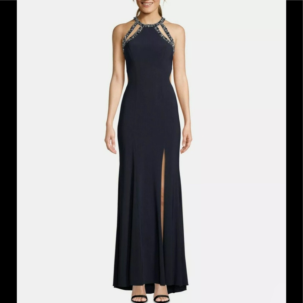 ⚡️SALE⚡️Betsy & Adam Embellished Open Back Evening Dress - Picture 1 of 2